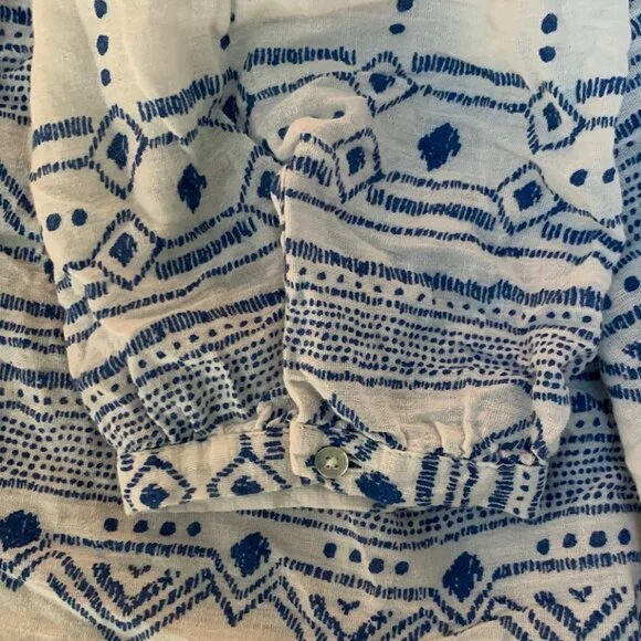 Merona Henna Design 3/4 Button Sleeve V-Neck Cotton Peasant Blouse - Picture 5 of 7